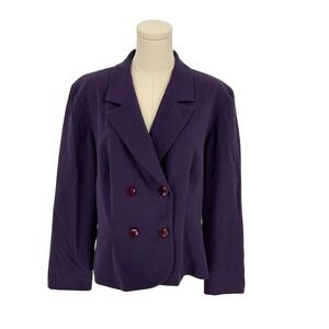 Danny & Nicole Blazer Jacket Purple Double Breasted Size 14 Polyester Blend